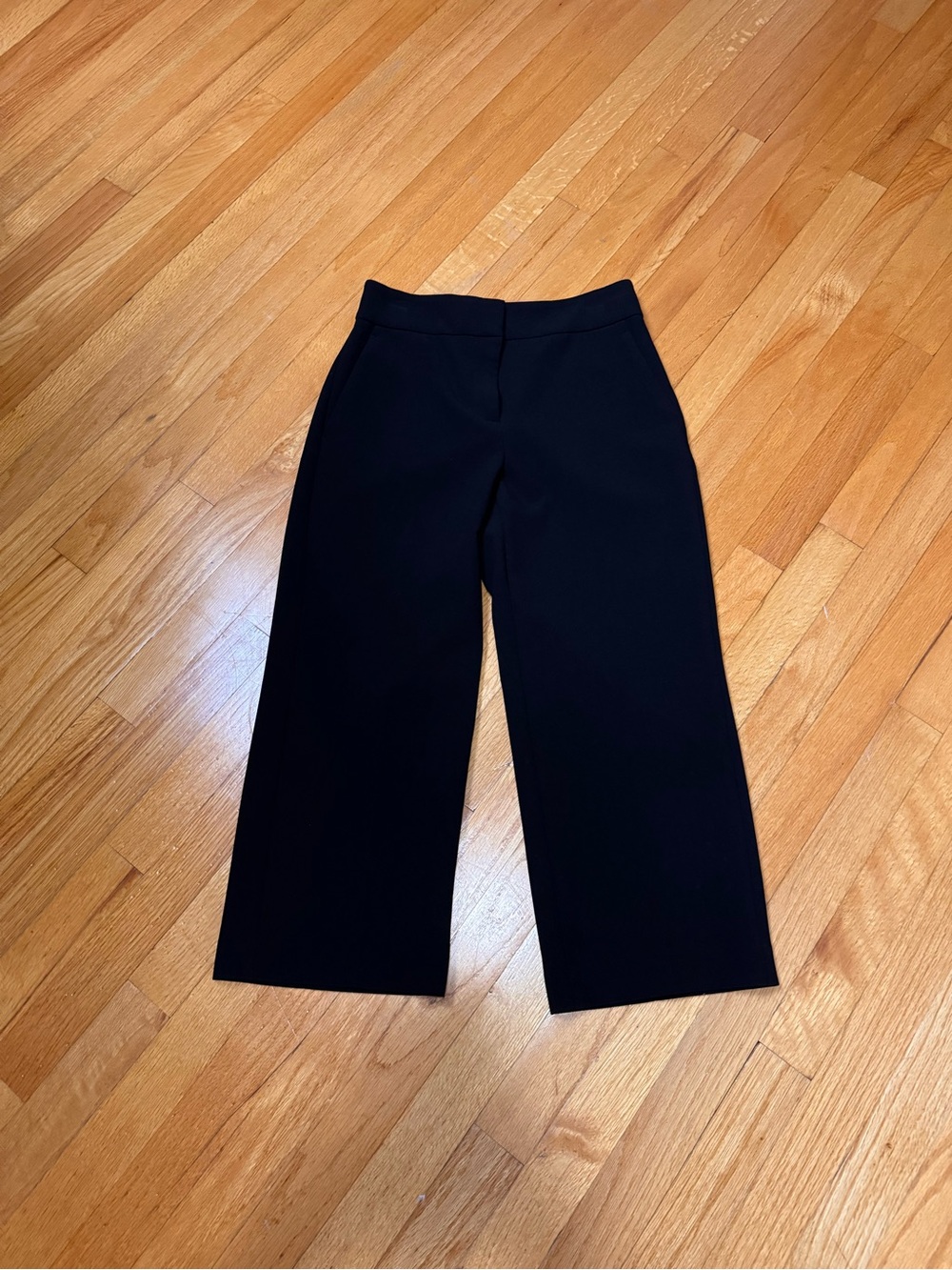 Ann Taylor Factory Black Wide-Leg Cropped Trousers